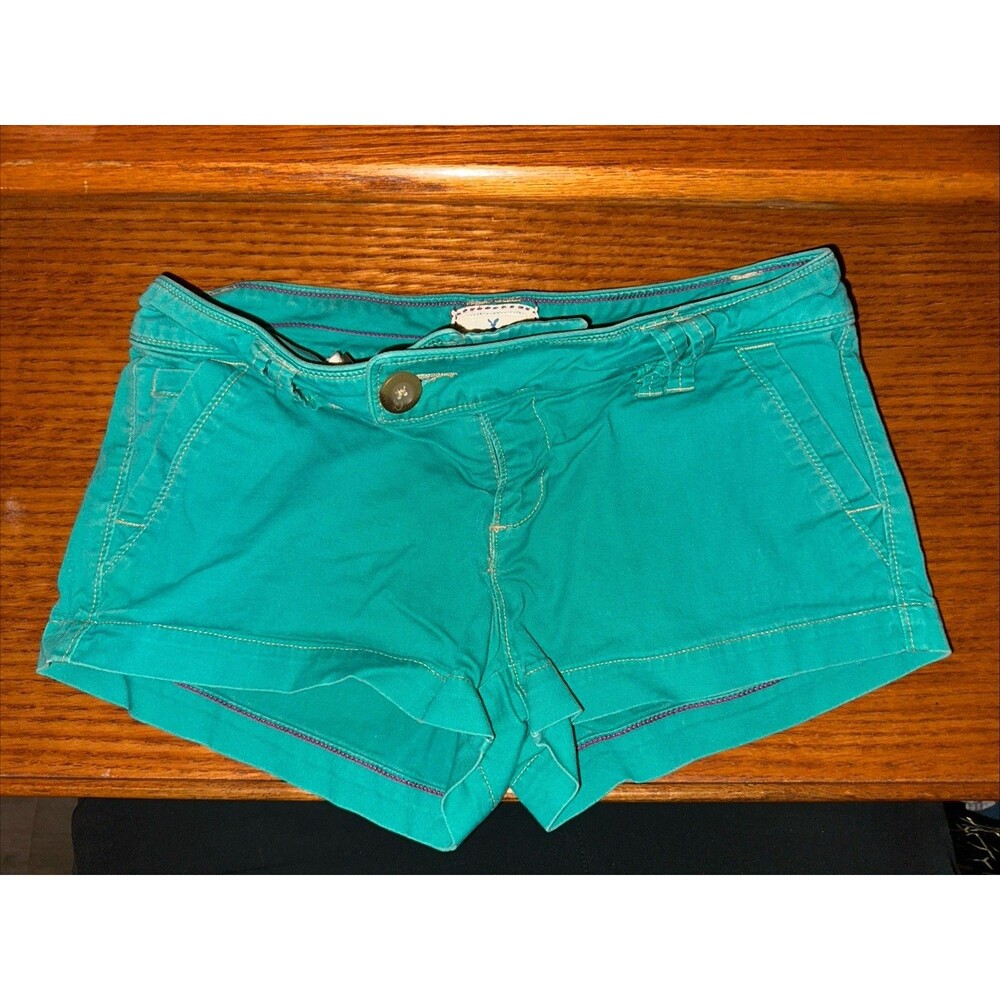 American Eagle Micro Chino Shortie Shorts Green Retro Preppy Women’s Sz 2 EUC
